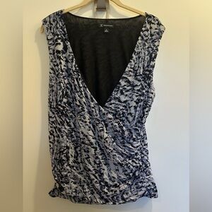 Animal Print Mesh Crossover Top by INC size XL Great alone or under a jacket